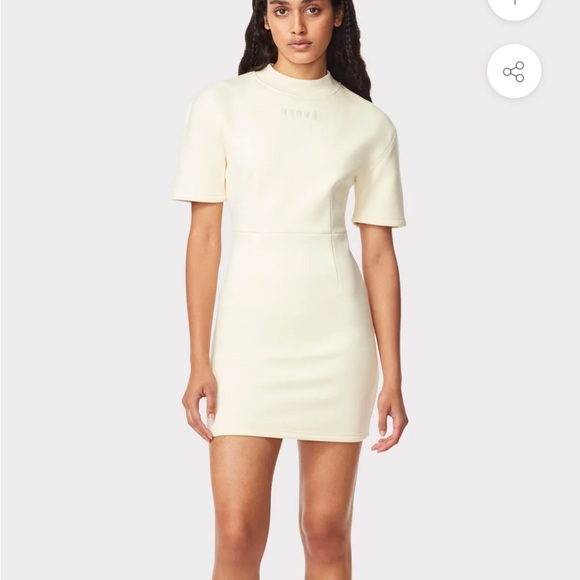 Herve by Herve leger bonded sweatshirt dress size xs cream short sleeve nwt new - Picture 2 of 4